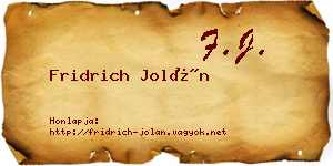 Fridrich Jolán névjegykártya