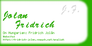 jolan fridrich business card
