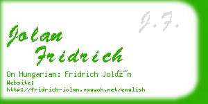 jolan fridrich business card